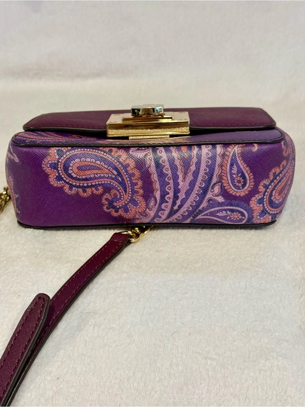 Michael Kors Purple Paisley Crossbody with Gold Hardware